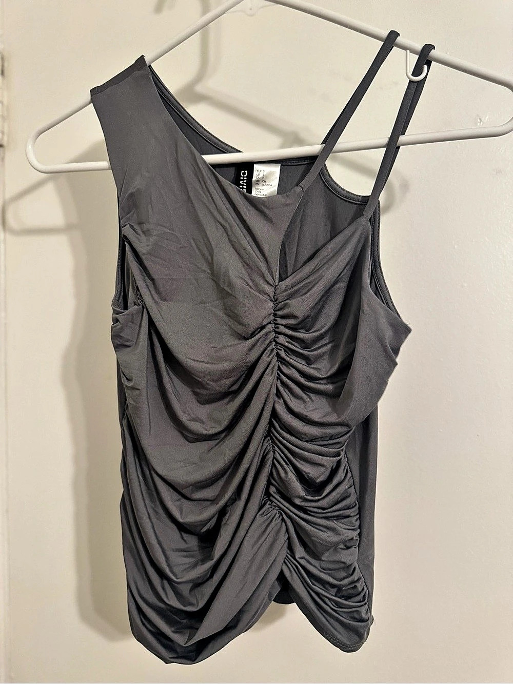 H&M DIVIDED Ruched Tank in Gray Size Medium NWT